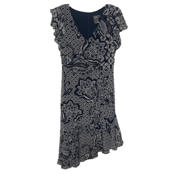 TAYLOR Ruffle Asymmetrical Floral Dress Size 10 - Picture 1 of 4